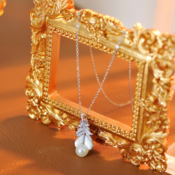 Réz nyaklánc toll motívummal és gyöngy lánccal, elektroplakált felülettel, hossz 41-50 cm