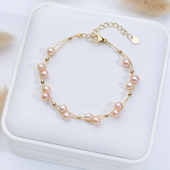 Brățară din perle de apă dulce pentru femei — Material: perle de apă dulce; Tehnică: croșetare manuală; Formă: val; Stil: feminin, simplu; Cadou: amintiri de călătorie