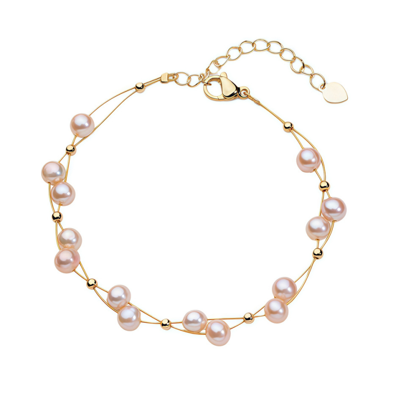 Brățară din perle de apă dulce pentru femei — Material: perle de apă dulce; Tehnică: croșetare manuală; Formă: val; Stil: feminin, simplu; Cadou: amintiri de călătorie