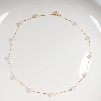 Colier cu perle de apă dulce, aproape rotund, argint 925, stil simplu, marcă Yiyi pearl