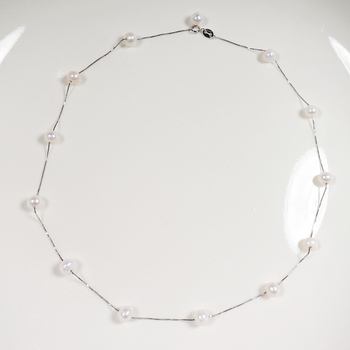 Colier cu perle de apă dulce, aproape rotund, argint 925, stil simplu, marcă Yiyi pearl