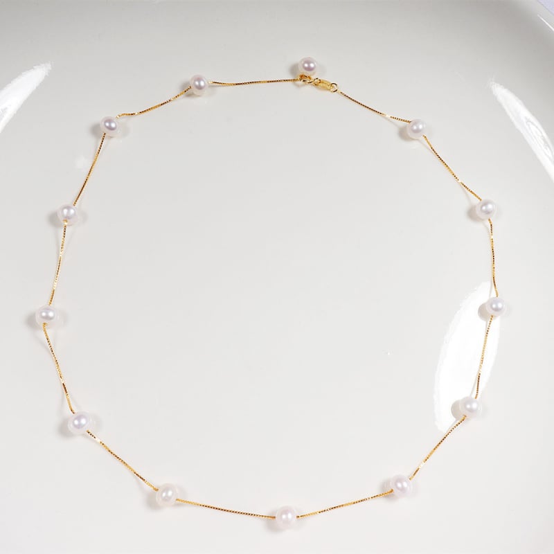 Colier cu perle de apă dulce, aproape rotund, argint 925, stil simplu, marcă Yiyi pearl