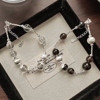 925-ös ezüst karkötő tigrisszem és gyöngyökkel, nőknek, egyszerű stílus, retro elegáns