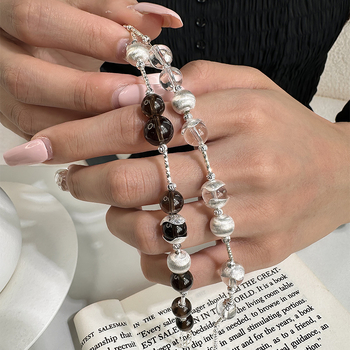 925-ös ezüst karkötő tigrisszem és gyöngyökkel, nőknek, egyszerű stílus, retro elegáns