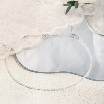 Colier cu piatră, acvamarin și perle de apă dulce; lucrat manual; lanț obișnuit; stil literar retro; Vara 2024