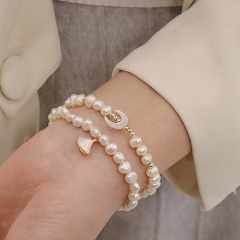 Βραχιόλι με μαργαριτάρια για γυναίκες, χειροποίητο, κομψός γεωμετρικός σχεδιασμός
