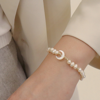 Βραχιόλι με μαργαριτάρια για γυναίκες, χειροποίητο, κομψός γεωμετρικός σχεδιασμός