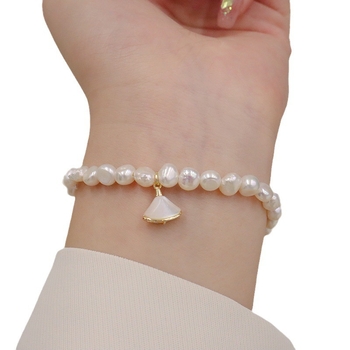 Βραχιόλι με μαργαριτάρια για γυναίκες, χειροποίητο, κομψός γεωμετρικός σχεδιασμός