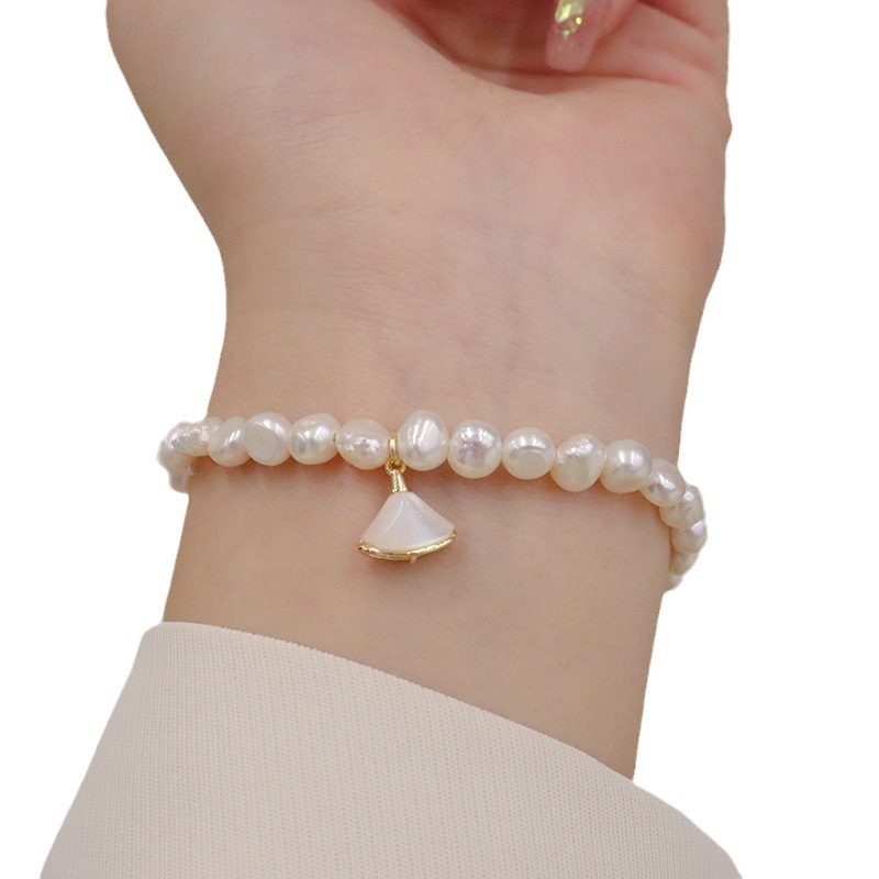 Βραχιόλι με μαργαριτάρια για γυναίκες, χειροποίητο, κομψός γεωμετρικός σχεδιασμός