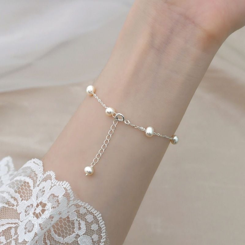 Brățară din perlă naturală de apă dulce • Incrustată cu aur • Brand: Unique • Stil: dulce • Categoria: bijuterii pentru mână