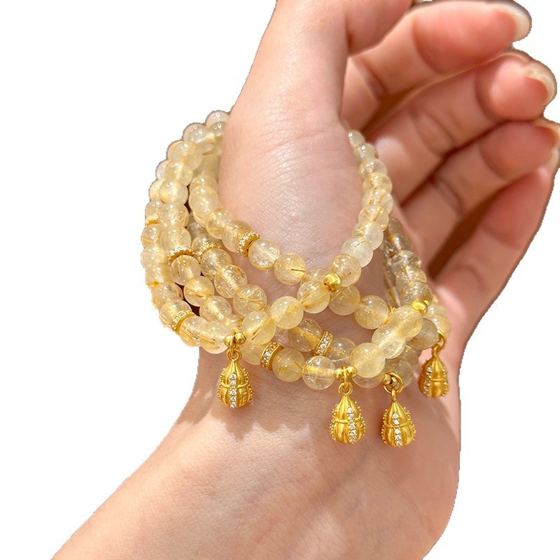 Ručni lanac narukvica s kristalom Golden Hair Crystal, u obliku lista, ručno izrađena, za žene