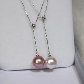 Огърлица Edison със сладководни перли за жени, S925 стерлингово сребро, пискюл дизайн с издърпване, многократно носене, луксозна лека огърлица за ключицата