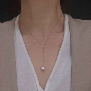 Огърлица Edison със сладководни перли за жени, S925 стерлингово сребро, пискюл дизайн с издърпване, многократно носене, луксозна лека огърлица за ключицата