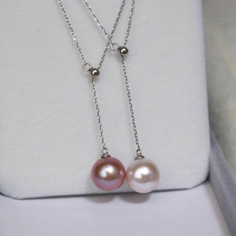 Огърлица Edison със сладководни перли за жени, S925 стерлингово сребро, пискюл дизайн с издърпване, многократно носене, луксозна лека огърлица за ключицата