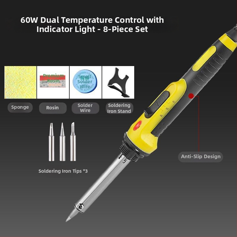 Állítható hőmérsékletű, nagy teljesítményű elektromos forrasztó készlet rozsdamentes acélból, alkalmas csatlakozók és vezetékek forrasztására