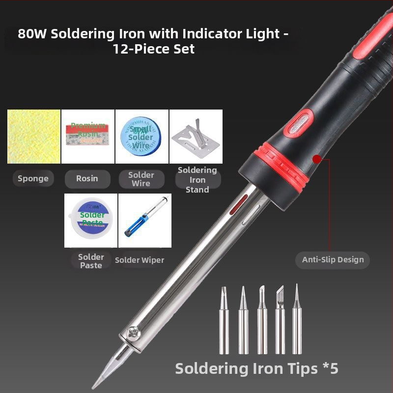 Állítható hőmérsékletű, nagy teljesítményű elektromos forrasztó készlet rozsdamentes acélból, alkalmas csatlakozók és vezetékek forrasztására