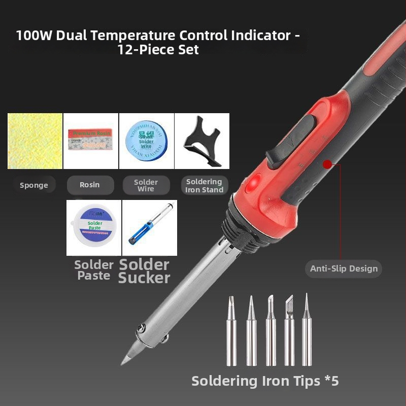 Állítható hőmérsékletű, nagy teljesítményű elektromos forrasztó készlet rozsdamentes acélból, alkalmas csatlakozók és vezetékek forrasztására
