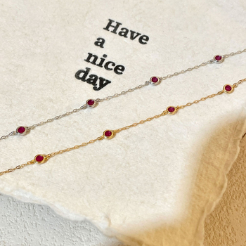 Narukvica od S925 srebra s 18K pozlaćenjem, rubin, mikro postavljanje, ženski stil