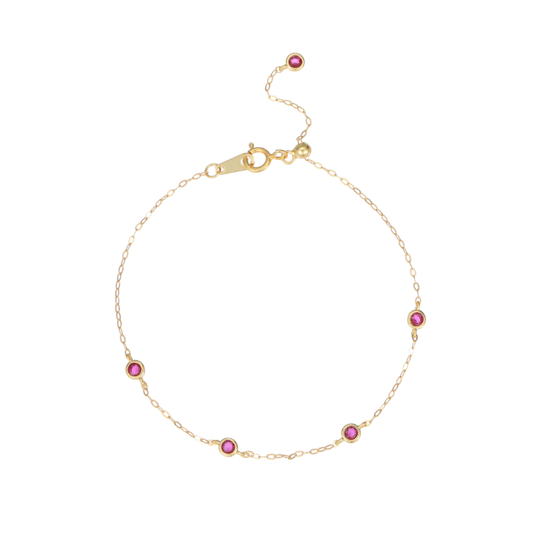 Narukvica od S925 srebra s 18K pozlaćenjem, rubin, mikro postavljanje, ženski stil