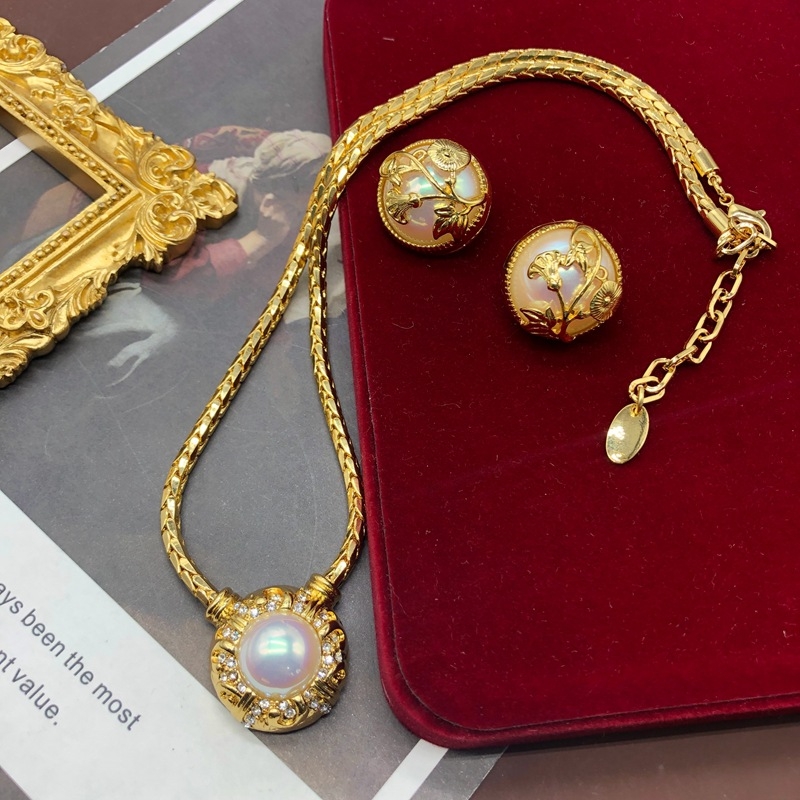 Set ogrlice i naušnica, umjetnički retro stil, legura, elektroplatiranje, zmijski lanac, privjesak od umjetnog kristala, uzorak: zvijezde/sunce i mjesec/univerzum