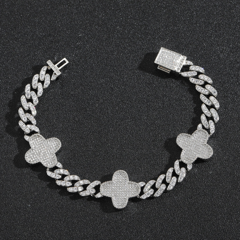 Bakrena narukvica sa četiri lista, mikro-incrustirane cirkonije, unisex hip-hop stil, geometrijski oblik, Mathalla