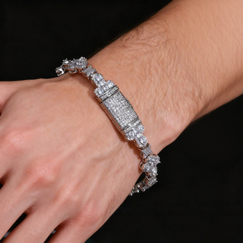 Unisex narukvica s križem, 10 mm, mikro pavé cirkon, hip-hop stil