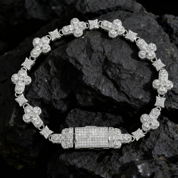 Unisex narukvica s križem, 10 mm, mikro pavé cirkon, hip-hop stil