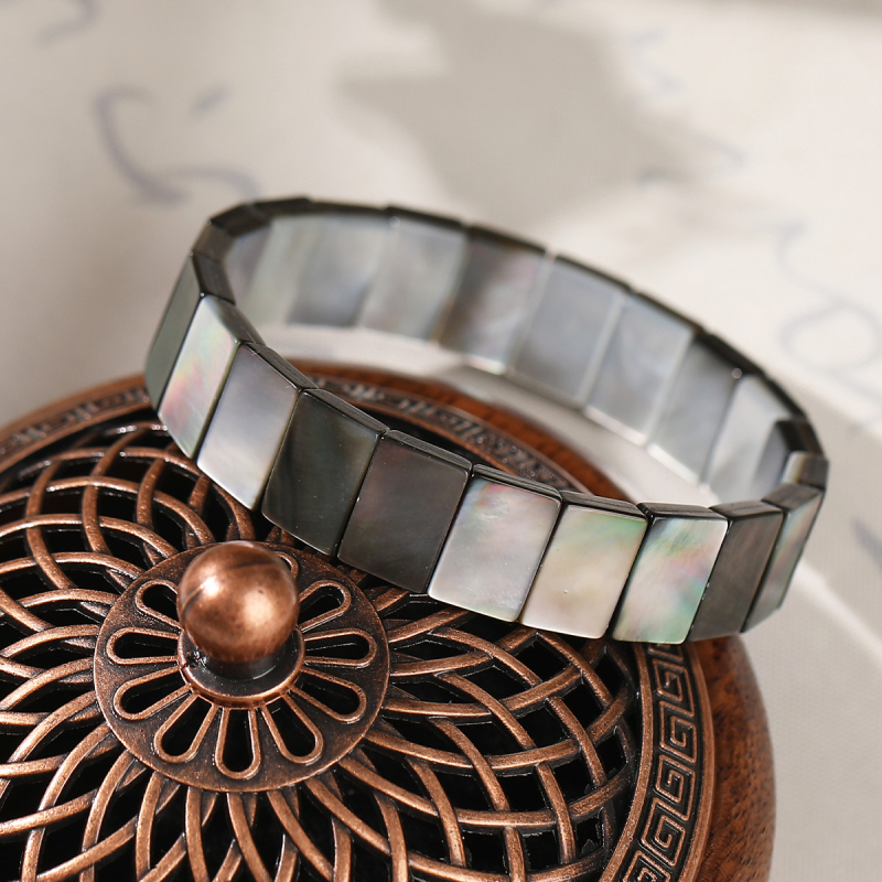 Jingde Jewelry Prirodna crna sedef narukvica od školjke, pravokutnog oblika