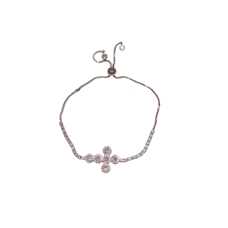 Narukvica od cirkona s geometrijskim kružnim križem — lagani luksuz, postava cirkonija, Yueli Jewelry Factory