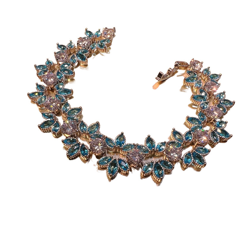 Ženski narukvica, romb oblik, dijamantno postavljena, bakar-plastični materijal, lagani luksuz stil