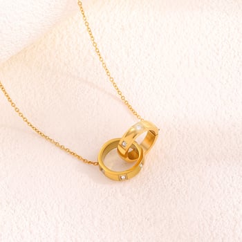 Set colier și cercei din oțel inoxidabil, cu accente geometrice pătrate, șir în formă de O reglabil, acoperire în vid