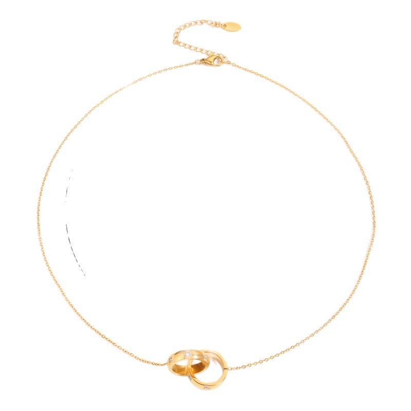 Set colier și cercei din oțel inoxidabil, cu accente geometrice pătrate, șir în formă de O reglabil, acoperire în vid