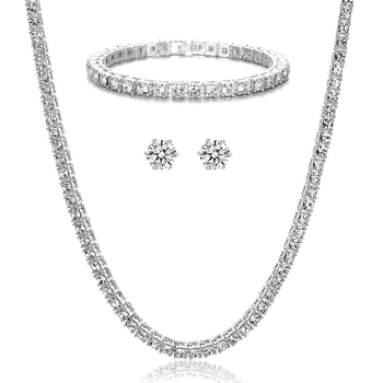 Unisex set nakita s tenis lančićem: naušnice, ogrlica i narukvica s privjeskom od legure, jesen 2022