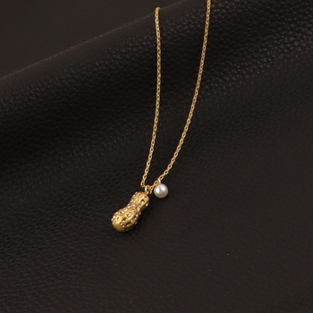 Mogyoró alakú fülbevaló és nyaklánc készlet – réz anyagú, medál: ötvözet, kulcscsont- lánc, divatos városi stílus, 2024 tél