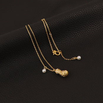 Mogyoró alakú fülbevaló és nyaklánc készlet – réz anyagú, medál: ötvözet, kulcscsont- lánc, divatos városi stílus, 2024 tél