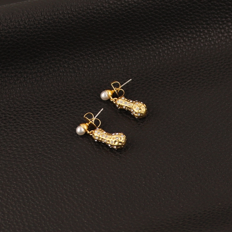 Mogyoró alakú fülbevaló és nyaklánc készlet – réz anyagú, medál: ötvözet, kulcscsont- lánc, divatos városi stílus, 2024 tél