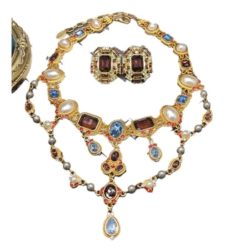 Set colier și cercei – stil vintage multi-strat, placare electrolitică, brand Oral, toamna 2024