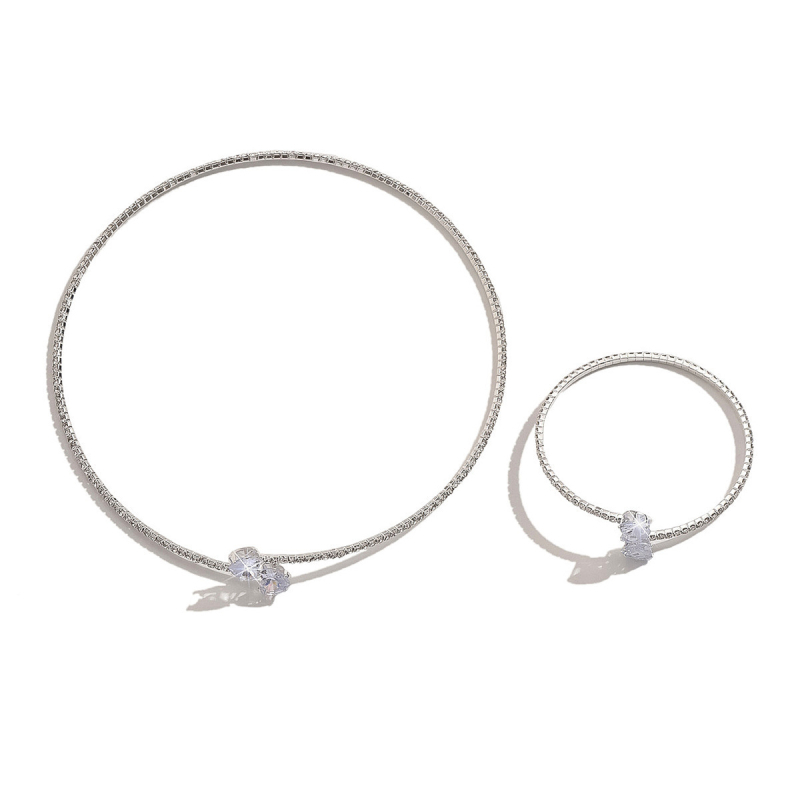 Set nakita od cirkonija: lančić i narukvica s motivima srca/vodene kapljice/zvona, rhinestones, za žene, proljeće 2025