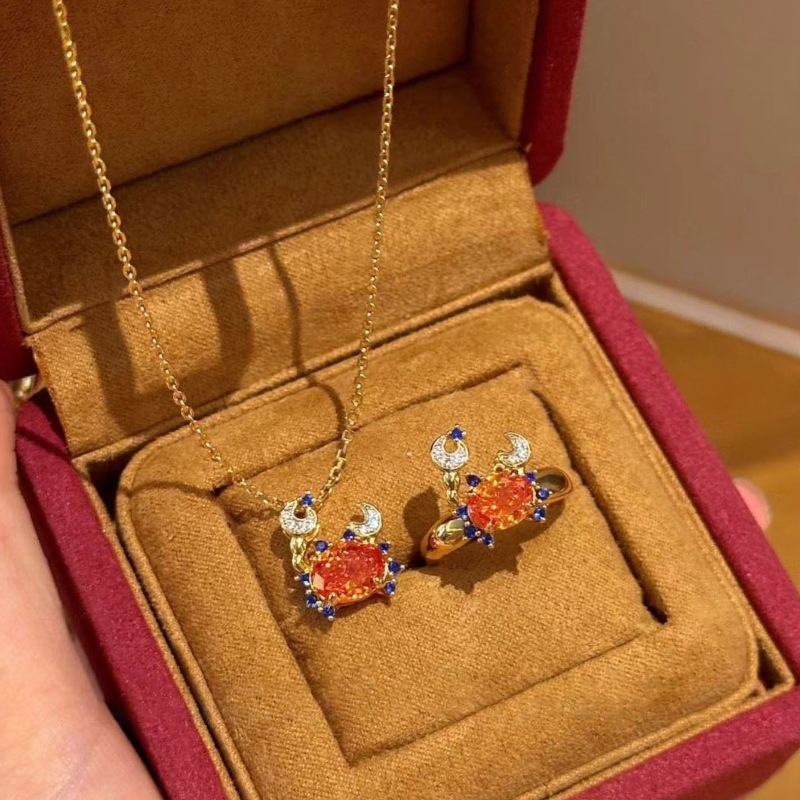 Bakreni set prstena i ogrlice, elektroplatirano, lanac tipa O, proljeće 2024