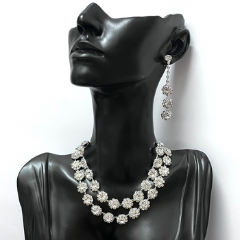 Set cercei și colier cu strasuri - electroplată, lanț normal, model: stele/soare și lună/nori/univers, pentru femei