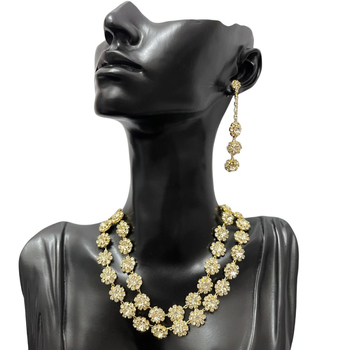 Set cercei și colier cu strasuri - electroplată, lanț normal, model: stele/soare și lună/nori/univers, pentru femei