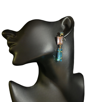 Set cercei și colier cu încrustație de cupru și mărgele de sticlă, pandant geometric, lanț standard – bijuterii feminine, stil ușor lux, de la Topya