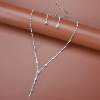 Set cercei și colier cu pandantiv din cristale, lanț răsucit, model zodiac, stil coreean