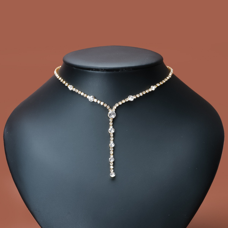 Set cercei și colier cu pandantiv din cristale, lanț răsucit, model zodiac, stil coreean