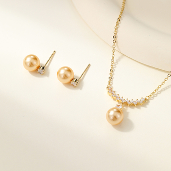 Set cercei și colier cu perle artificiale, lanț O, pandantiv din oțel de titan, placare electroplată, stil lux lejer