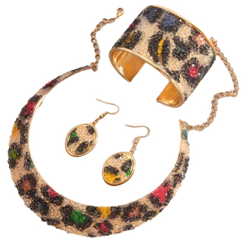 Set nakita: Ogrlica, Naušnice i Narukvica; Cinkov spoj s kristalnim akcentima, Elektroplatiranje, Oštrica lanac