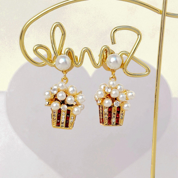 Naušnice - bakar, elektroplatiranje, sladak stil, za žene