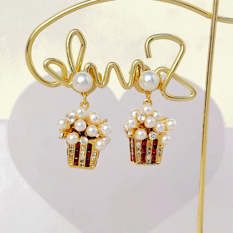 Naušnice - bakar, elektroplatiranje, sladak stil, za žene