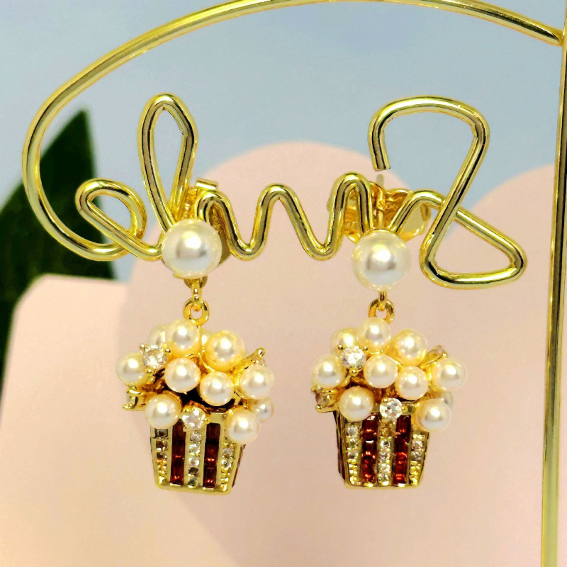 Naušnice - bakar, elektroplatiranje, sladak stil, za žene