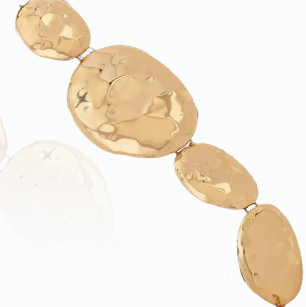 Željezni set nakita – elektoplatisani naušnice i ogrlica s nepravilnim ovalnim metalnim geometrijskim uzorkom, lanac u obliku slova O, privjesak od legure